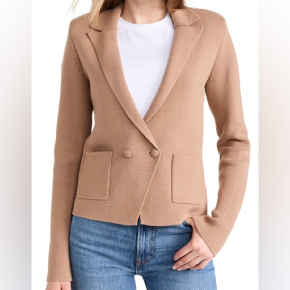 L'Agence Sofia Knit Blazer, Small in Gingersnap - Picture 4 of 13